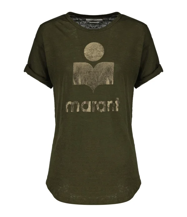 MARANT ÉTOILE Tee-shirt Koldi Lin Kaki Doré Les achats en ligne 1