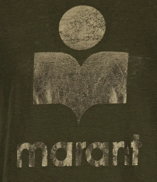 MARANT ÉTOILE Tee-shirt Koldi Lin Kaki Doré Les achats en ligne 3