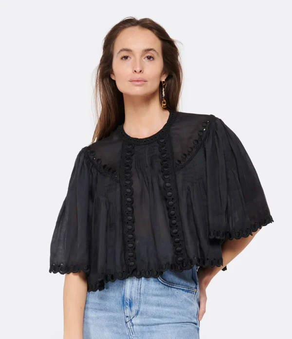 Isabel Marant Top Ogalice Ramie Noir Nouvelle Collection 4