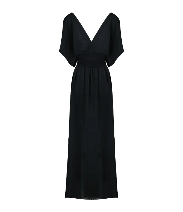 en ligne MAISON SAINT JULIEN Robe Empire Longue Coton Noir 1