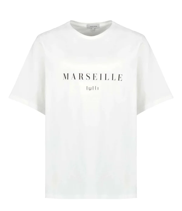 grande popularité Tee-shirt Lulli Marseille Col Rond Coton Bio Blanc, Collaboration Jeanne Vouland X Lulli 1