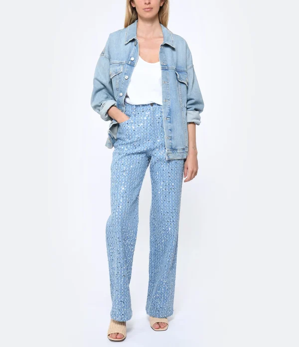 ROTATE Jean Denim Sequins Bleu Satisfait ou Remboursé 3