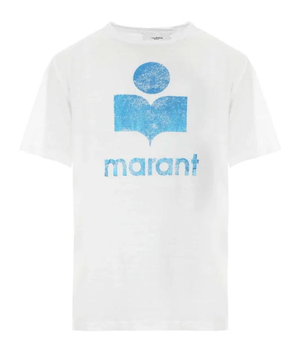 MARANT ÉTOILE Tee-shirt Zewel Lin Blanc Bleu magasin en ligne france 1