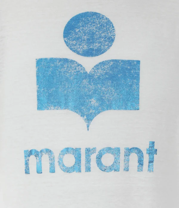 MARANT ÉTOILE Tee-shirt Zewel Lin Blanc Bleu magasin en ligne france 3