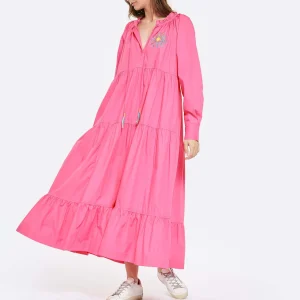 MIRA MIKATI Robe Manches Longues Broderie Coton Rose exclusivement disponibles 7