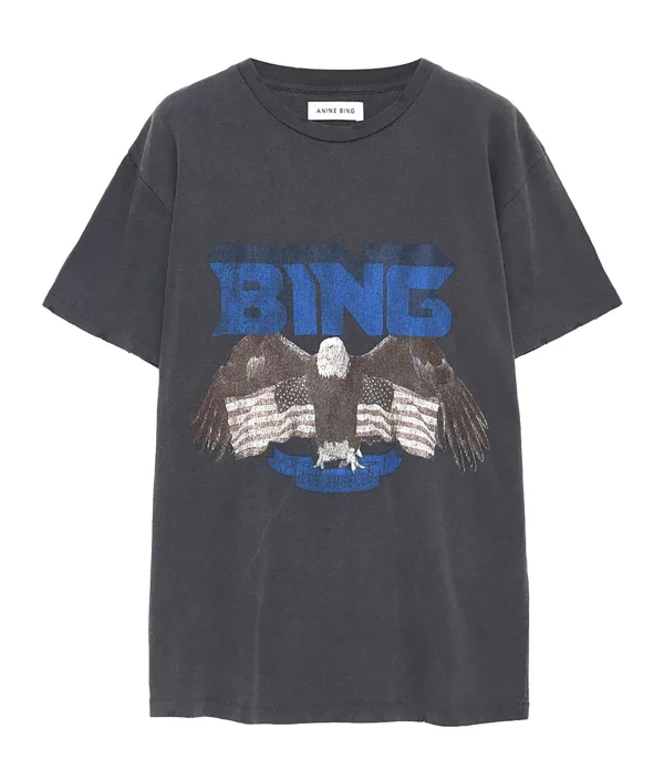 livraison la plus rapide ANINE BING Tee-shirt Vintage Bing Coton Gris Délavé 1