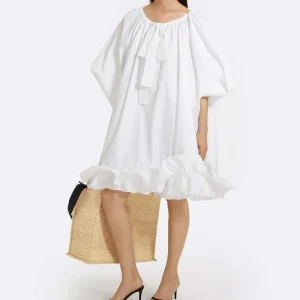 PATOU Robe Froufrou Coton Blanc Prestation Et Rapide 12