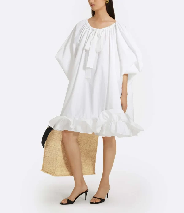 PATOU Robe Froufrou Coton Blanc Prestation Et Rapide 4