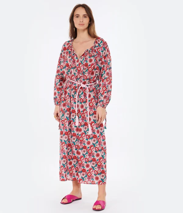 achetez ANTIK BATIK Robe Longue Blossom Rouge 4