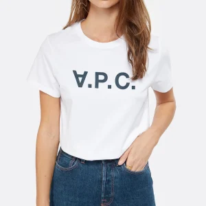 Retour gratuit en magasin. A.P.C. Tee-shirt Coton Blanc Bleu Marine 8