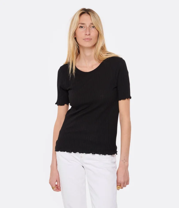 A.P.C. Top Elena Coton Noir ﻿soldes 4