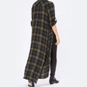 site pas cher Bella Dahl Robe Rolled Sleeve Duster Jasper Green Plaid 12