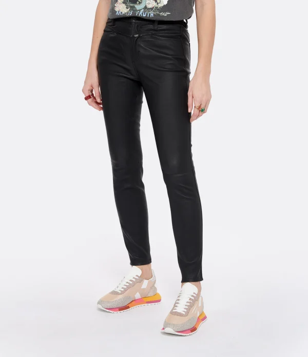 outlet soldes CLOSED Jean Skinny Pusher Cuir Agneau Noir 5