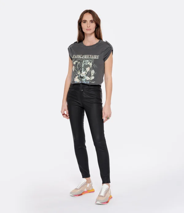 outlet soldes CLOSED Jean Skinny Pusher Cuir Agneau Noir 4