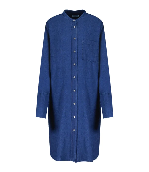 Les achats en ligne CLOSED Robe Chemise Lin Coton Bleu Foncé 1