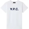 Retour gratuit en magasin. A.P.C. Tee-shirt Coton Blanc Bleu Marine 19