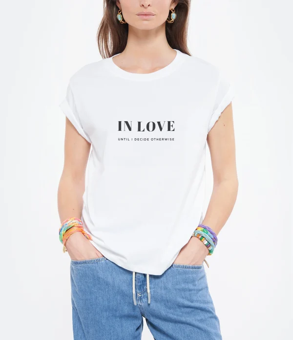 DEAR JULIETTE Tee-shirt In Love Coton Biologique Blanc mode 4