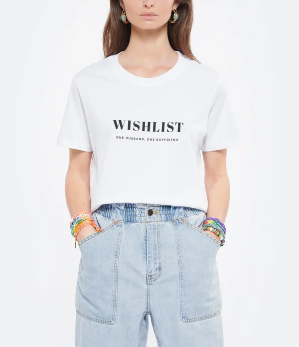 Neuve avec étiquette DEAR JULIETTE Tee-shirt Wishlist Coton Biologique Blanc 4