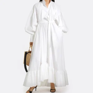 PATOU Robe Longue Painter Coton Blanc achat pas cher 13