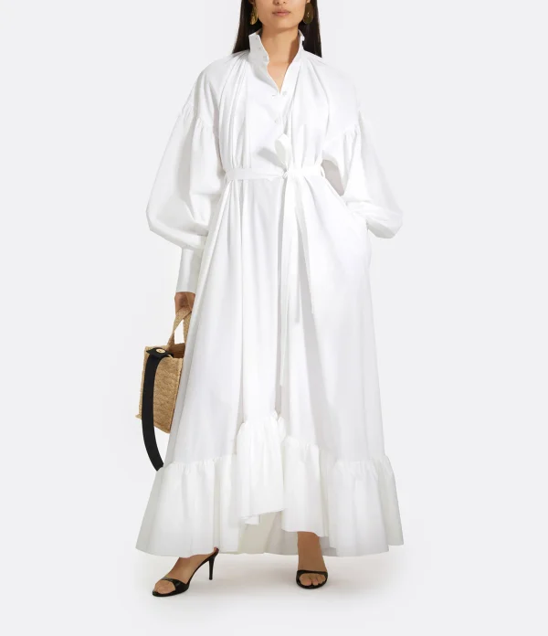 PATOU Robe Longue Painter Coton Blanc achat pas cher 4