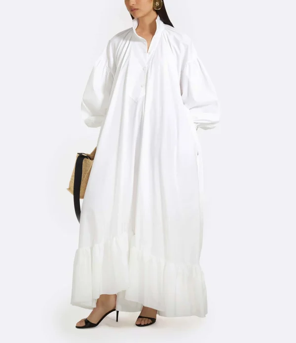 PATOU Robe Longue Painter Coton Blanc achat pas cher 5