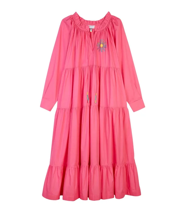 MIRA MIKATI Robe Manches Longues Broderie Coton Rose exclusivement disponibles 1