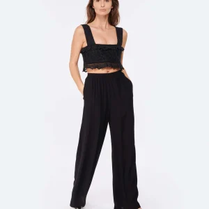 remise en ligne FORTE_FORTE Pantalon Large Georgette Noir 11