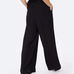 remise en ligne FORTE_FORTE Pantalon Large Georgette Noir 15