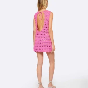 meilleur service Ganni Robe De Plage Crochet Coton Organique Rose 12