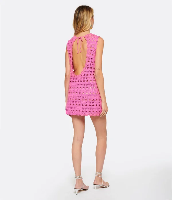 Ganni Robe De Plage Crochet Coton Organique Rose exclusivement disponibles 5