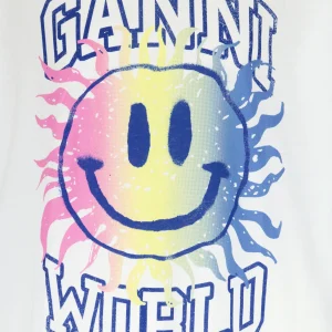 Ganni Tee-shirt Smiley Coton Organique Bright White a Prix Discount 9