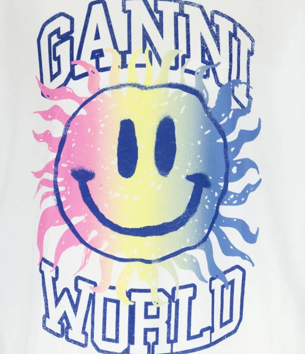 Ganni Tee-shirt Smiley Coton Organique Bright White a Prix Discount 3