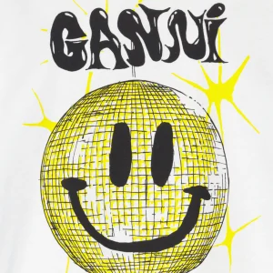 Ganni Tee-shirt Smiley Coton Organique Blanc soldes de Noël 9