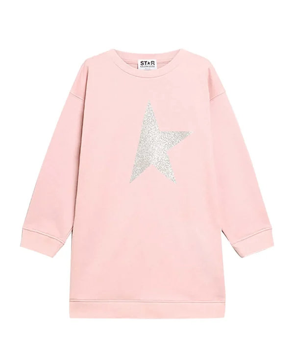 Golden Goose Robe Sweatshirt Enfant Star Coton Rose Argenté Retour gratuit en magasin. 1