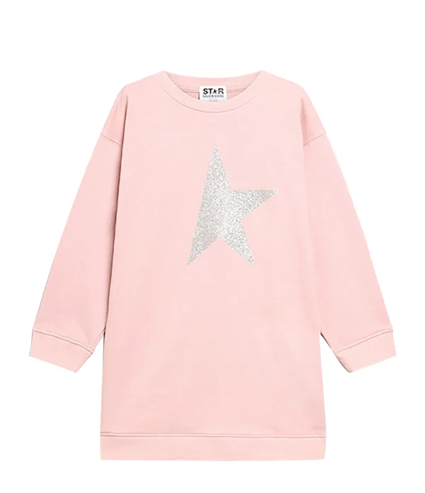 Golden Goose Robe Sweatshirt Enfant Star Coton Rose Argenté REMISE allant jusqu. 1