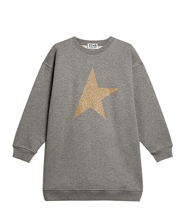 marque pas cher Golden Goose Robe Sweatshirt Enfant Star Coton Gris Doré 1