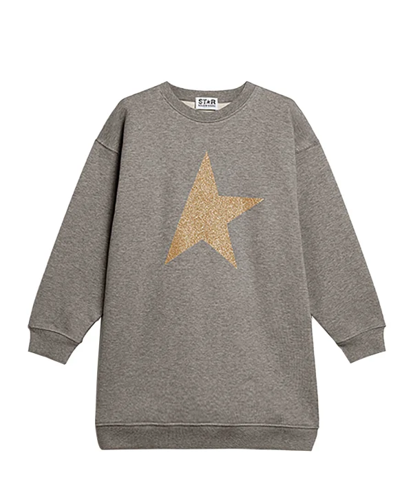 Golden Goose Robe Sweatshirt Enfant Star Coton Gris Doré comparez les prix 1