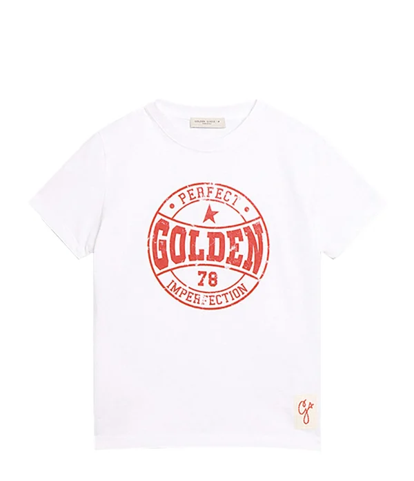 Golden Goose Tee-shirt Golden Enfant Coton Blanc vente chaude 1