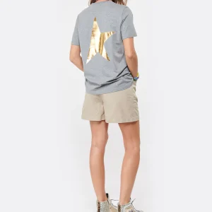 Golden Goose Tee-shirt Big Star Coton Gris Doré Prix très abordable 15