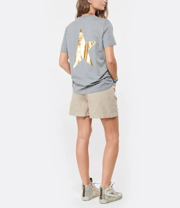 Golden Goose Tee-shirt Big Star Coton Gris Doré Prix très abordable 6