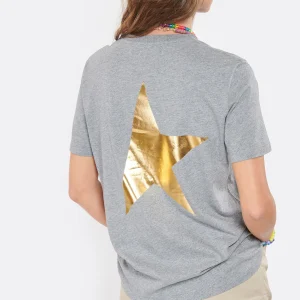 Golden Goose Tee-shirt Big Star Coton Gris Doré Prix très abordable 11