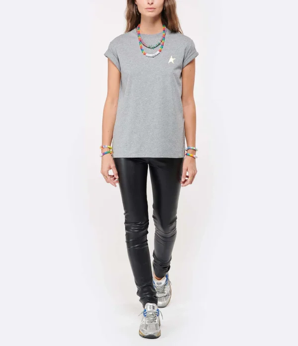 en ligne officielle Golden Goose Tee-shirt Étoile Coton Gris Doré 5