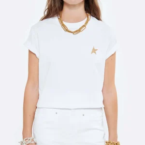 Golden Goose Tee-shirt Étoile Coton Blanc Doré grossiste en ligne 11