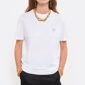 Nouvelle Collection Golden Goose Tee-shirt Étoile Coton Blanc Argenté 11