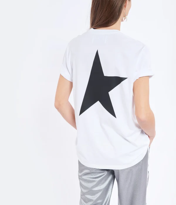 Golden Goose Tee-shirt Big Star Coton Blanc Noir solde en ligne 5