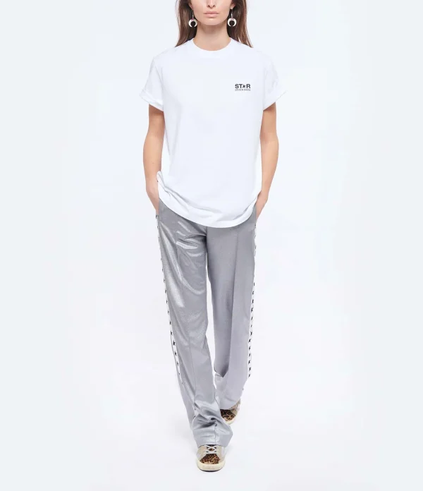 Golden Goose Tee-shirt Big Star Coton Blanc Noir solde en ligne 6