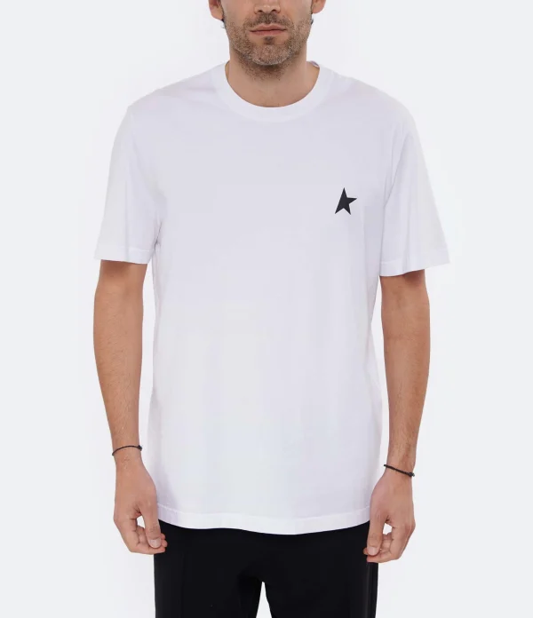 prix pas cher Golden Goose Tee-shirt Homme Étoile Coton Blanc Noir 4