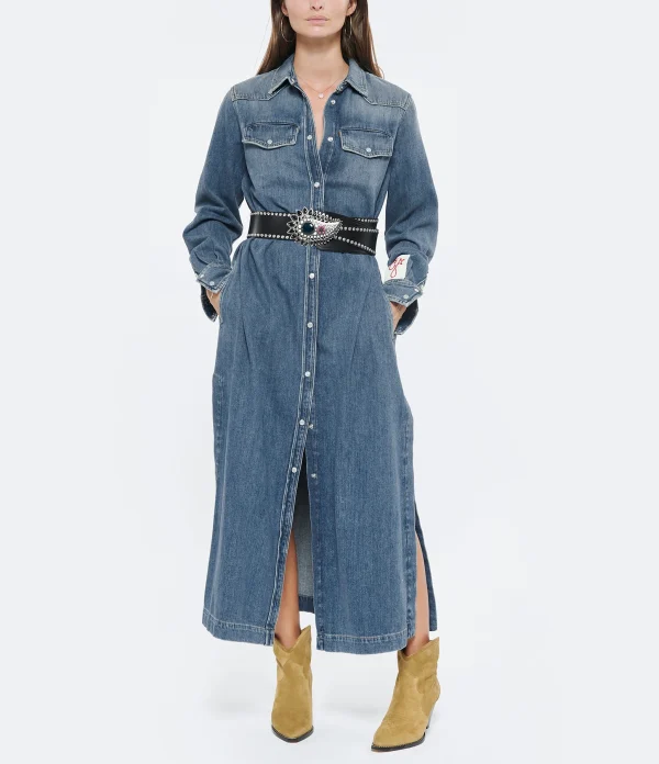 Golden Goose Robe Chemise Golden Denim Bleu Livraison gratuite 7