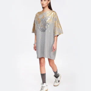 Golden Goose Tee-shirt Journey Coton Gris Doré qualité supérieure 10