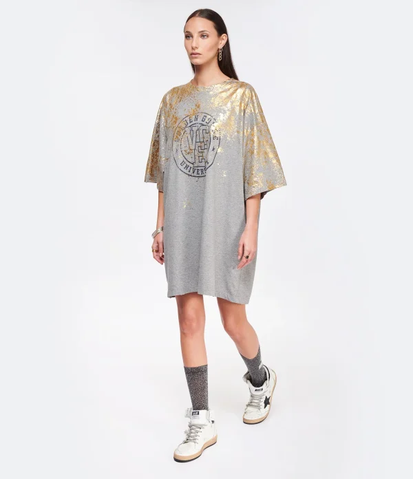 Golden Goose Tee-shirt Journey Coton Gris Doré qualité supérieure 4